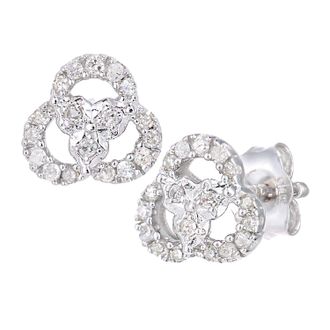 Diamant L'éternel Womens 9ct White Gold Diamond Stud Flower Design Earrings - One Size