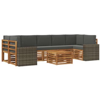vidaXL Conjunto De Sof&aacute;s De Exterior 8 Uds. Natural Y Antracita Vidaxl
