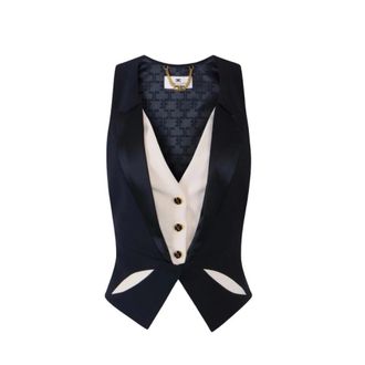 Elisabetta Franchi Vests, female, Multicolor, Size: M Lightweight Crepe Waistcoat with Two-Tone Cut-Outs