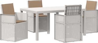 vidaXL Conjunto De Comedor De Jard&iacute;n 5 Uds. Blanco Y Topo Pp Vidaxl