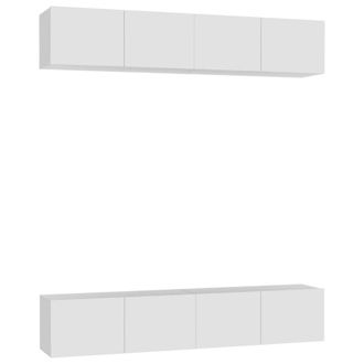 Berkfield Home TV Cabinets 4 pcs White 80x30x30 cm Engineered Wood | Size: 80 x 30 x 30 cm