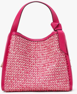Kate Spade New York Womens Knott Raffia Tweed Medium Crossbody Tote - Pink - One Size
