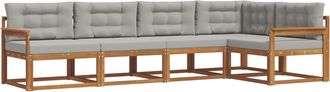 vidaXL Conjunto De Sof&aacute;s De Exterior 5 Uds. Natural Y Gris Claro Vidaxl