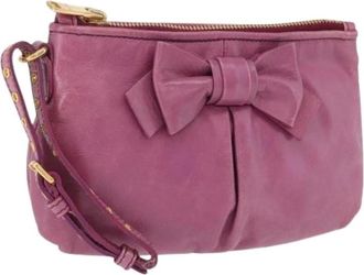 Miu Miu Pre-owned Pouch - Dames - Vintage Clutch - Roze - ONE Size - Leer - Vintage