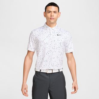 Nike Mens Dri-FIT Tour Floral Golf Polo in White | DX6089-101
