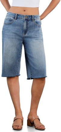 HINT OF BLU Longer Length Denim Shorts in Relaxed Blue at Nordstrom, Size 30