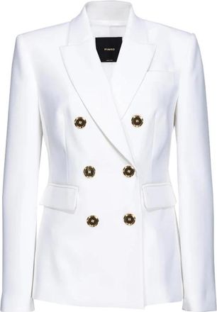 Pinko Peak-lapel Double-breasted Blazer - Dames - Blazers - Wit - L - Polyester - Jassen