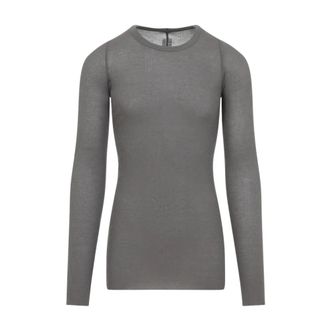 Rick Owens Round-neck Knitwear, male, Gray, Size: XL Rib LS T-shirt