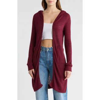 Go Couture Hooded Sweater Cardigan in Chilli Oil at Nordstrom Rack, Size X-Large