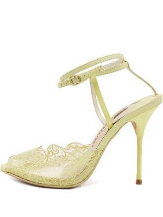 Sophia Webster Sandali in pelle e pizzo 2024 - Giallo
