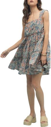 Wishlist Floral Tiered Babydoll Dress in Teal Combo at Nordstrom Rack, Size Medium