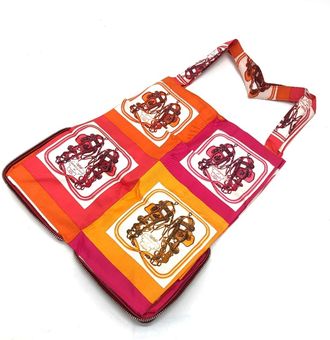 Herm&egrave;s Red Color Rouge H Buffle Skipper Leather Silk Eco-Bag Shopping Bag Tote Bag (Pre-Owned)