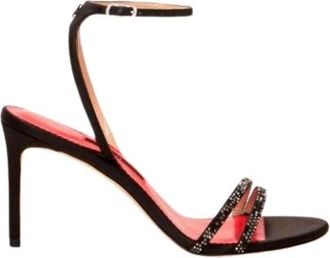Carolina Herrera Schoenen, Dames, Zwart, 38 EU, Leer, Kristalband Sandalen Rosetta Insignia