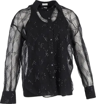 Brunello Cucinelli Sequin-Embellished Blouse In Black Silk