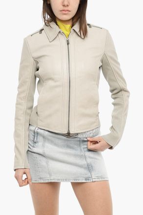 Diesel Leather And Fabric Jacket L-SASK In Solid Color Diesel