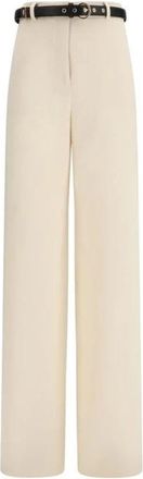 Max Mara Triacetaat Top met Minimalistisch Ontwerp - Dames - Wijde Broeken - Beige - XS - Leer - Broeken