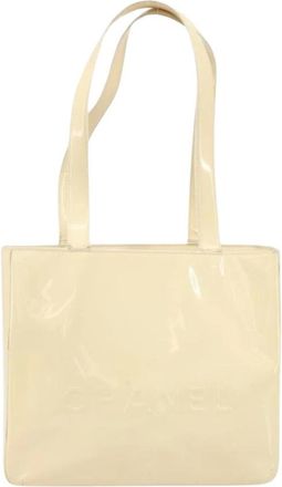 Chanel Pre-owned Tote Bags, female, Beige, Size: ONE SIZE Pre-owned Vintage Patent Leather Tote Bag