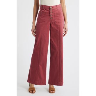 Wit & Wisdom Skyrise High Waist Exposed Button Fly Wide Leg Pants in Spiced Tea at Nordstrom, Size 10P