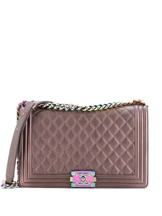 Chanel Boy Flap Bag Quilted Iridescent Goatskin New Medium shoulder bag - women - Calf Leather - One Size - Brown
