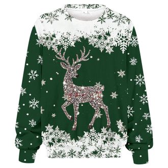 Generic Ladies Xmas Jumpers Uk Christmas Sweatshirt for Women Uk Womens Sweatshirts with No Hood Women Jumpers Warm Christmas Sweaters for Print Winter Sweate