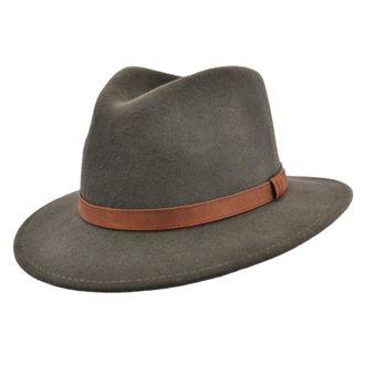 Maz Accessoires Quality Hand Made Fedora Trilby Hat with Leather Type Band 100% Wool (XLarge(61), Dark Green)