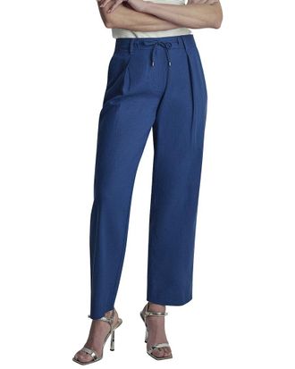 DKNY Stripe Pleated Wide Leg Linen-Blend Pant