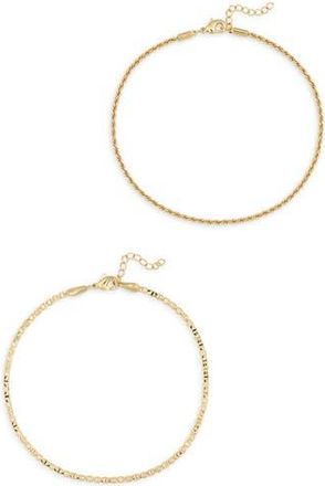Nordstrom Rack Set of 2 Demi Fine Mariner & Rope Chain Anklets in Gold at Nordstrom Rack