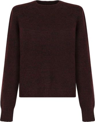 Maison Margiela Bordeaux Four Stitch Logo Jumper - Dames - Ronde hals truien - Bruin - M - Wol - Truien & Vesten