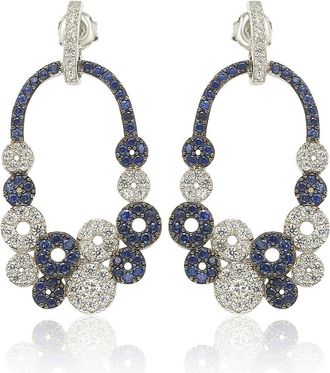 Suzy Levian 18K Yellow Gold & Sterling Silver Blue & White Sapphire Diamond Circle Drop Earrings - 0.02 ctw at Nordstrom Rack