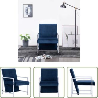 vidaXL Poltrona in velluto - Poltrona con Piedini Cromati Blu in Velluto
