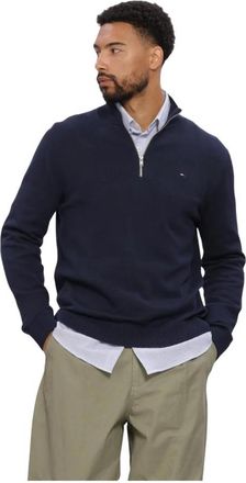 Tommy Jeans Heren Truien & Vesten Tjm Slm Ess Light &frac14; Zip Swtr Ext - Heren - Coltruien - Blauw - M - Truien & Vesten