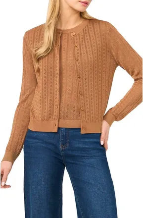 Ted Baker Valerie Pointelle Stitch Cardigan in Gingersnap at Nordstrom, Size X-Small