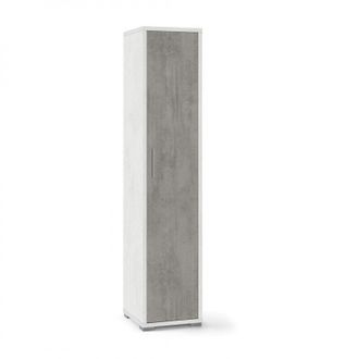OEM Armario Multiusos Estrecho En Madera Blanco Cemento 39x41x H182 Cm