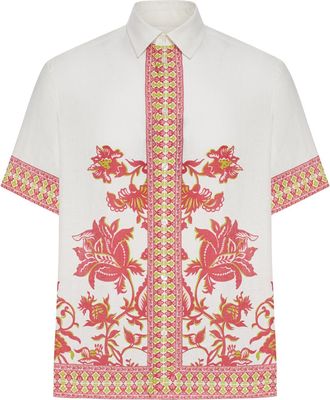 Etro OVERSIZED LINEN SHIRT WITH PLACED FLORAL PRINT - Etro - Man