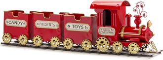 Melrose International Metal Toy Train on Track Display 37L - Red, Black, Gold