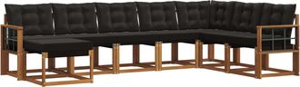 vidaXL Conjunto De Sof&aacute;s De Exterior 8 Uds. Natural Y Negro Vidaxl