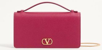 Valentino Garavani Portafoglio Con Catena VLogo Signature In Vitello Granato Donna INSOLENT UNI