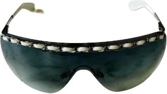 Chanel Pre-owned Leather sunglasses - Dames - Vintage Accessoires - Wit - ONE Size - Leer - Vintage