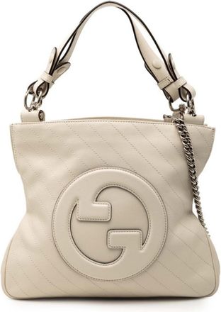 Gucci Off-White Leather Shoulder Bag Tote Bag (Pre-Owned)