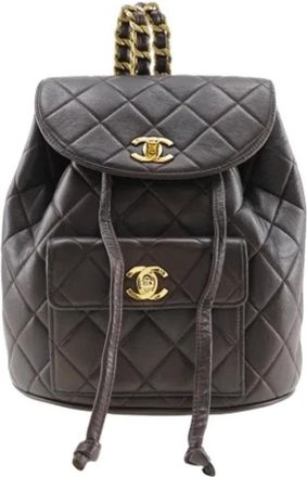 Chanel Pre-owned Leather chanel-bags - Dames - Vintage Rugzakken - Bruin - ONE Size - Vintage
