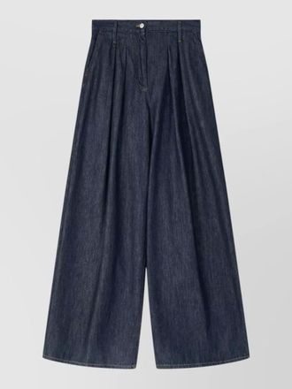 Dries Van Noten wide leg trousers belt loops pleated front