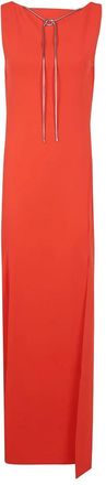 Max Mara Zijden Lange Jurk - Dames - Maxi kleedjes - Oranje - XS - Kleedjes