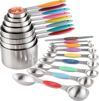 OEM El Juego De Tazas Y Cucharas Medidoras De Acero Inoxidable Incluye 8 Tazas Medidoras Apilables, Disponibles En Varios Colores