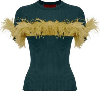 La DoubleJ High Kick Tee - Dames - Cashmere truien - Groen - L - Kasjmier - Truien & Vesten