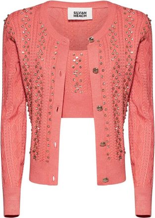 Silvian Heach Kort vest met decoratieve applicaties - Dames - Vesten - Roze - S - Truien & Vesten