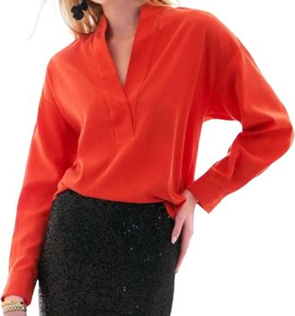 Finley Elsa Long Sleeve Top In Flame Red