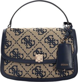 Guess Tassen, Dames, Blauw, ONE Size, Polyester, Audrey Monogramme Flap Bag