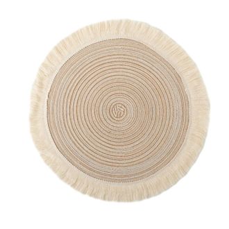 OEM Manteles Individuales Con Borlas Redondas, 6 Unidades - Beige