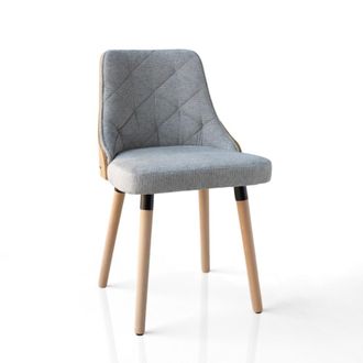 Oresteluchetta Set 2 sillas de madera roble, tejido gris hidr&oacute;fugo 80x47x55 cm