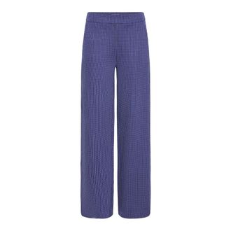 Ichi Ichi - Blueprint Pinstripe Wijde Broek - Dames - Broeken - Blauw - Maat: 2XL